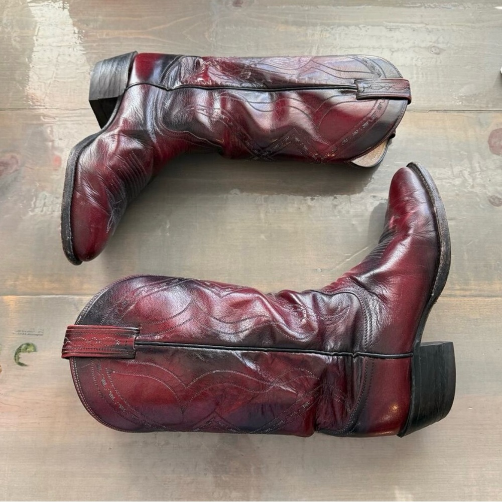 Tony Lama Dark Red Style 6825 Leather Cowgirl Boots Sz 7D
